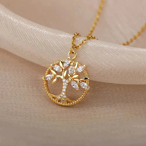 Renate | Tree of Life Necklace with Zirconia in Gold